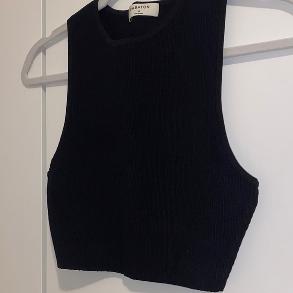 Aritzia Babaton Black Sculpt Knit Crop Top - Picture 3 of 4